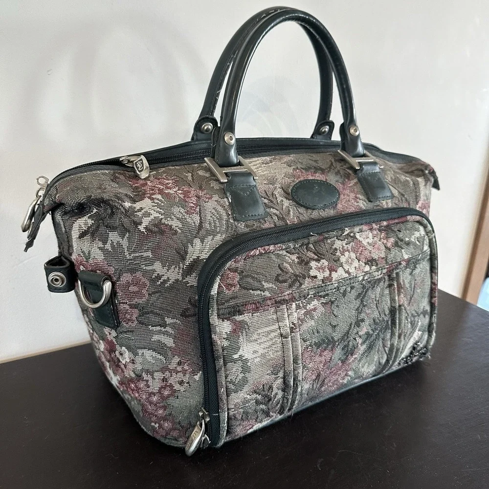 Vtg 80's Atlantic Floral Tapestry Carry On Overnight Bag Luggage Grandmillenial